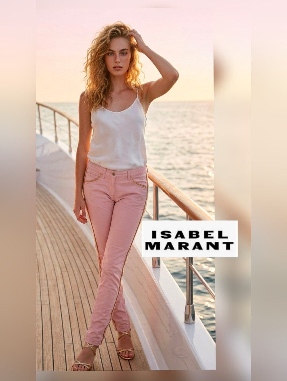 Isabel Marant Pink JEANS Pants with Gold Accents.  STEAL OF A PRICE!!